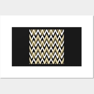 Geometric Chevron Elegance Gold and Black Posters and Art